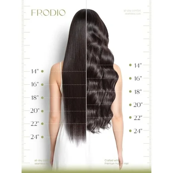Clip Ins Hair Extensions Human Hair Dark Brown 100g 7 Piece Seamless